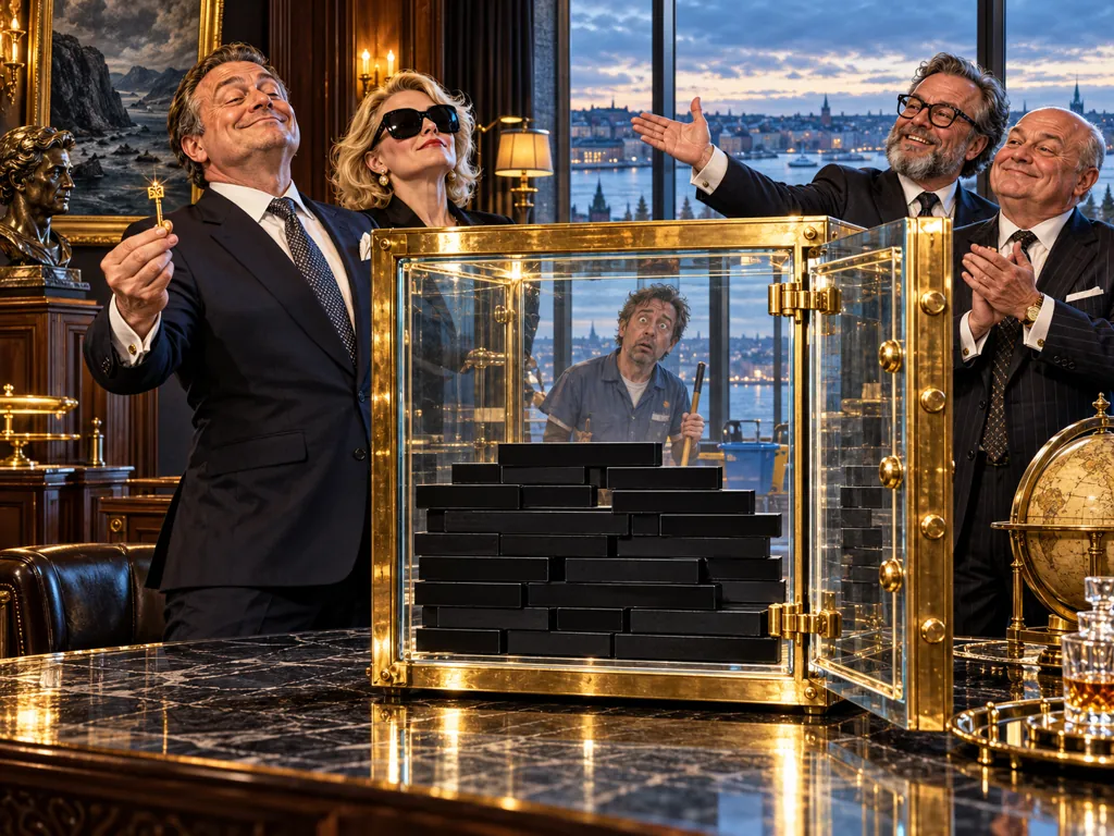 Tegnet eliteklubb viser fram en glassafe med svarte, ugjennomsiktige murstein.
